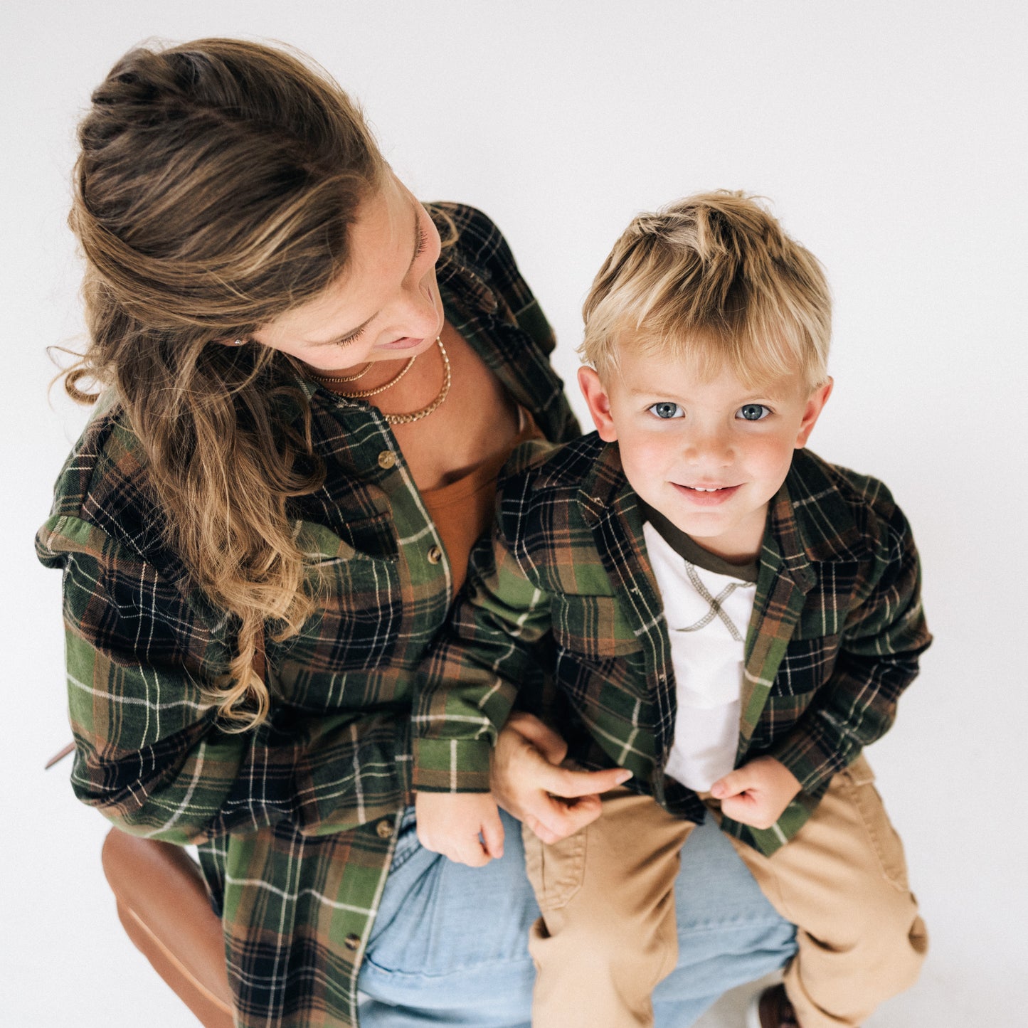 Lightweight Green Flannel- Adult & Son