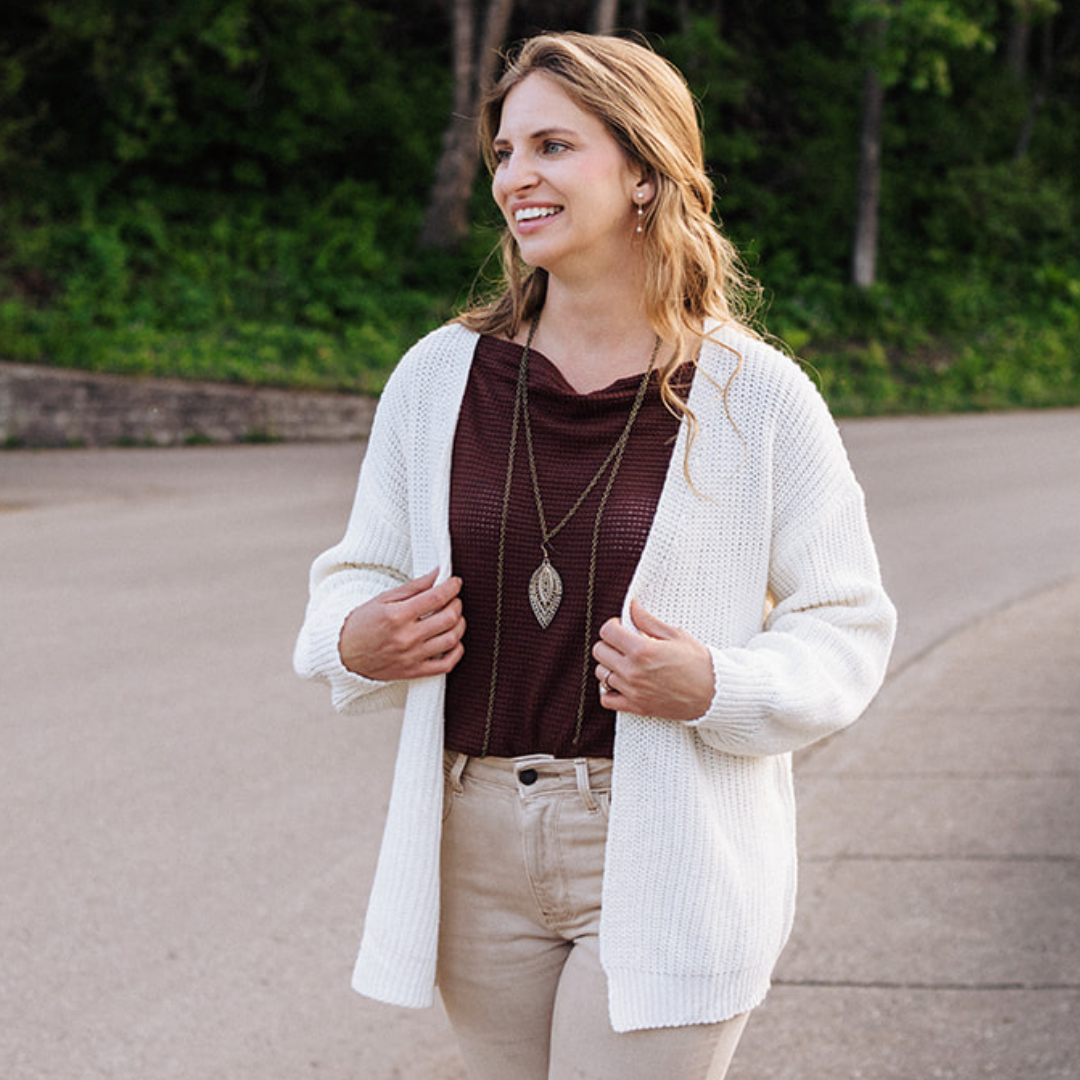 Coffee Brown Wide Collar Knit Sweater