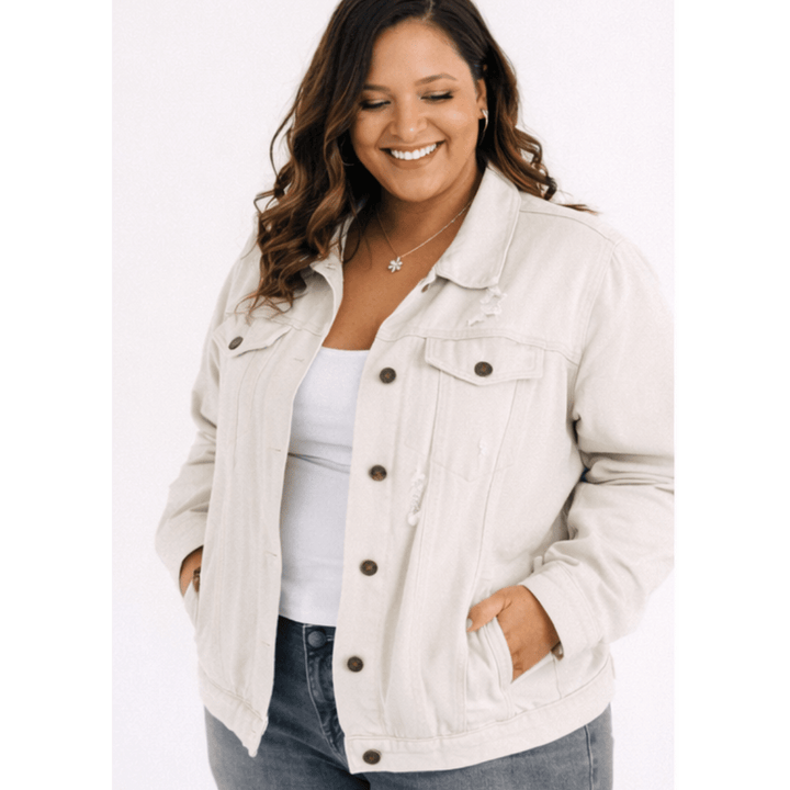 Khaki Distressed Denim Mommy & Me Jackets - HAHA MAMA Clothing