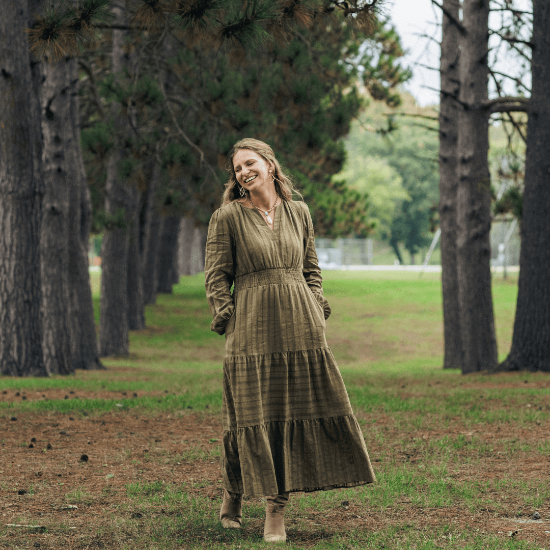 Olive Green Long Sleeve Maxi Dress - Women - HAHA MAMA Clothing