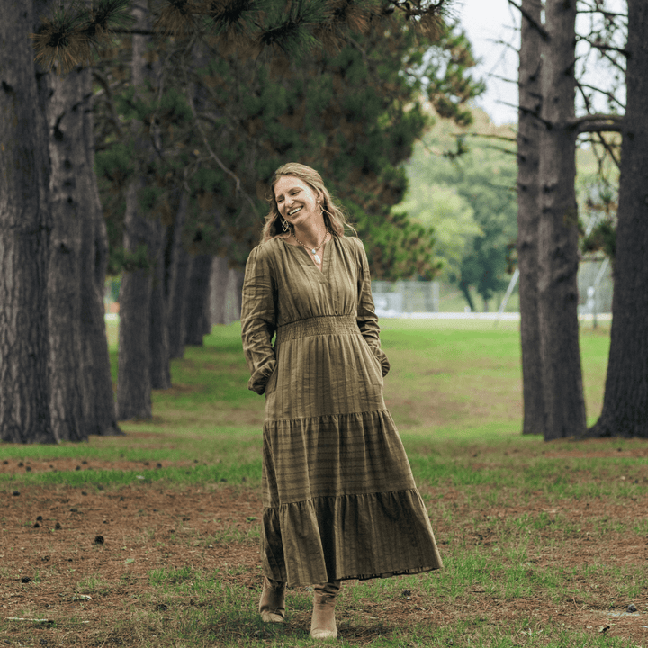 Olive Green Long Sleeve Maxi Dress - Women - HAHA MAMA Clothing