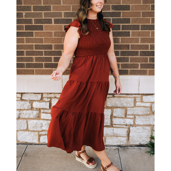 Rust Reddish Brown Maxi Dress - Women