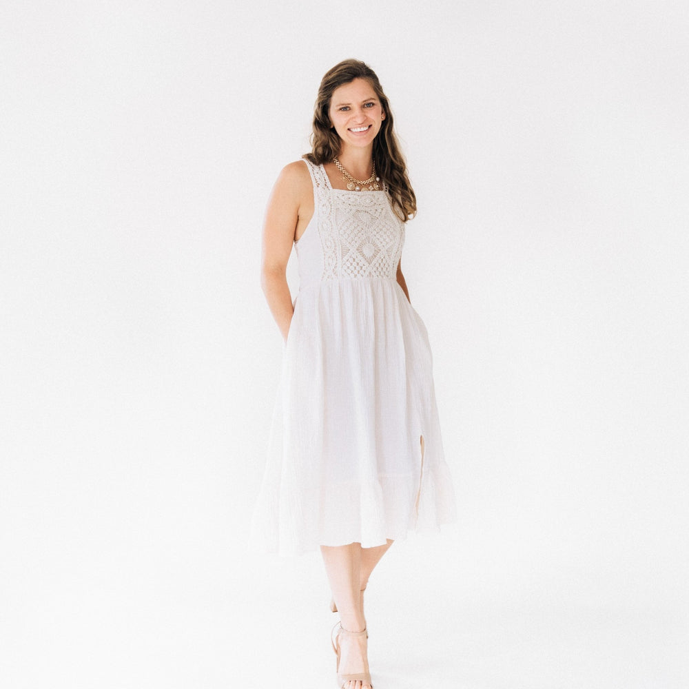 Soft White Crochet Dress - Women - HAHA MAMA Clothing