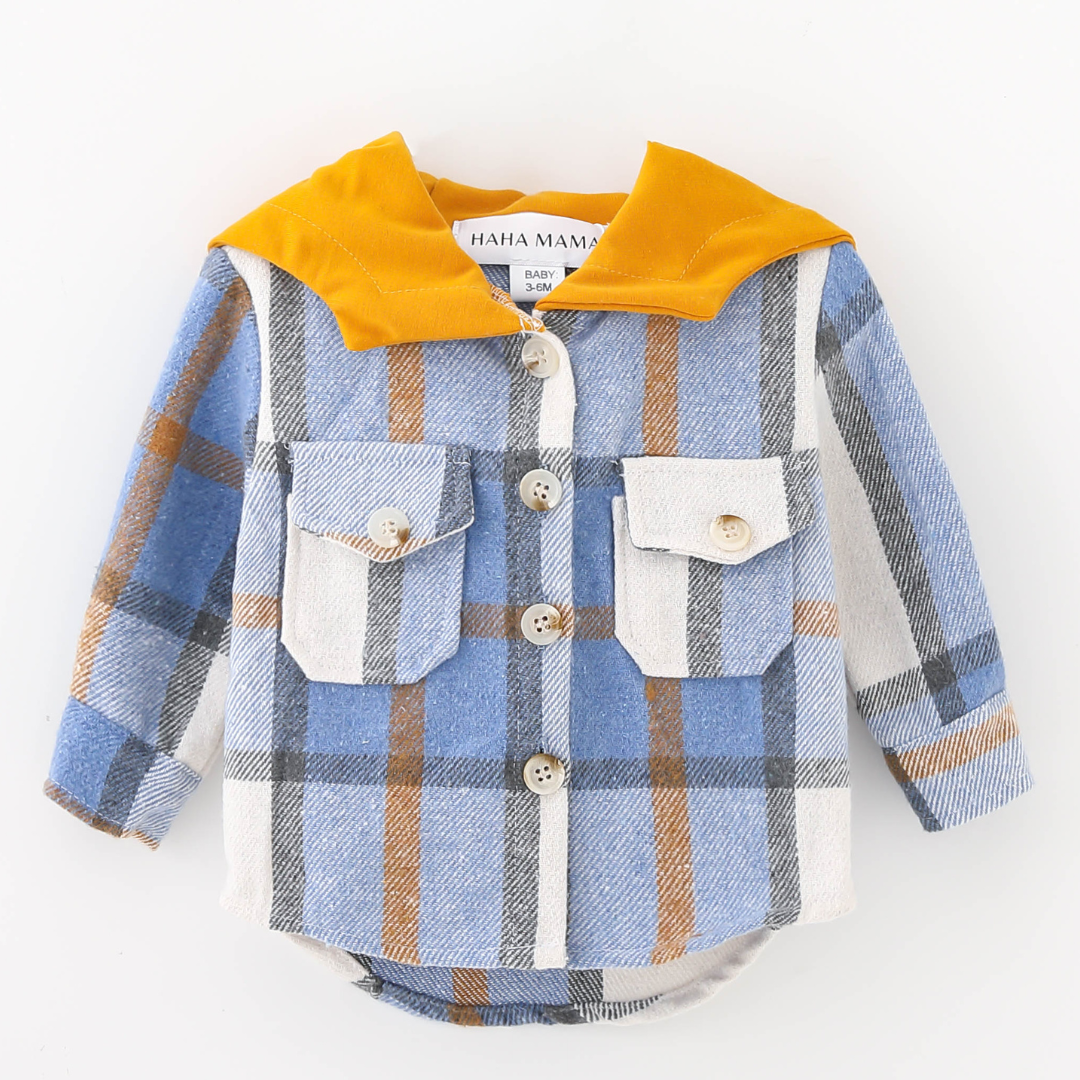 Hooded Blue & Yellow Flannel Jacket- Child