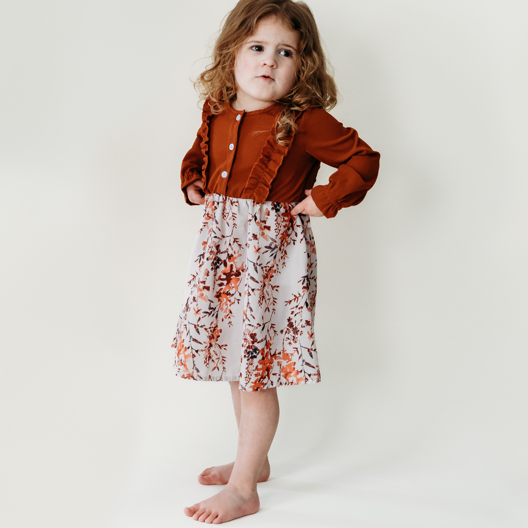 Toffee Bown Midi Mommy & Me Dress- Child Size