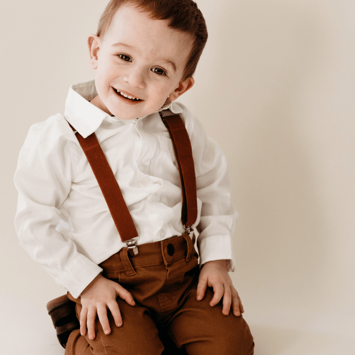 Boy's Matching Brown Suspenders - HAHA MAMA Clothing