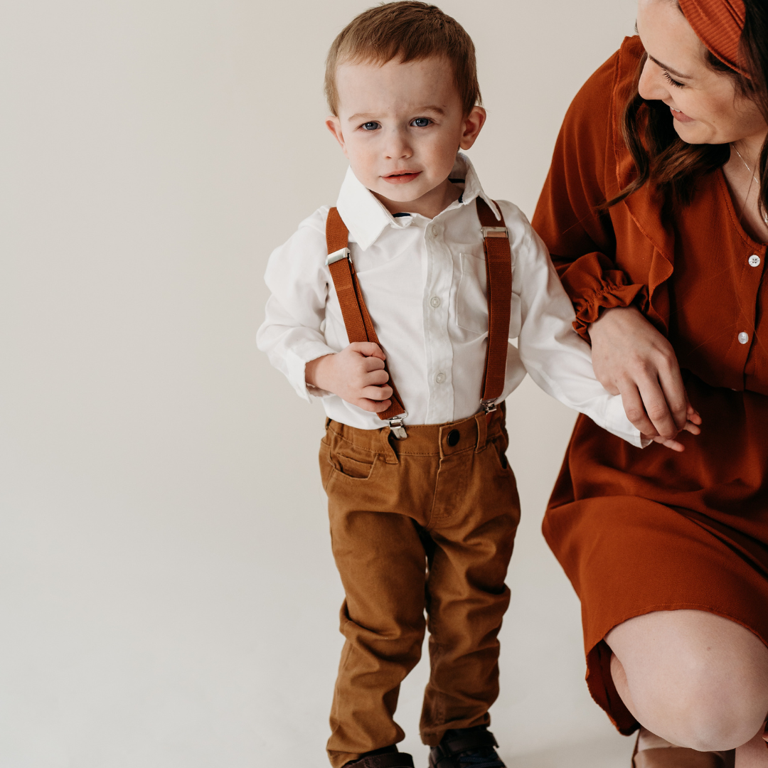 Boy's Matching Brown Suspenders