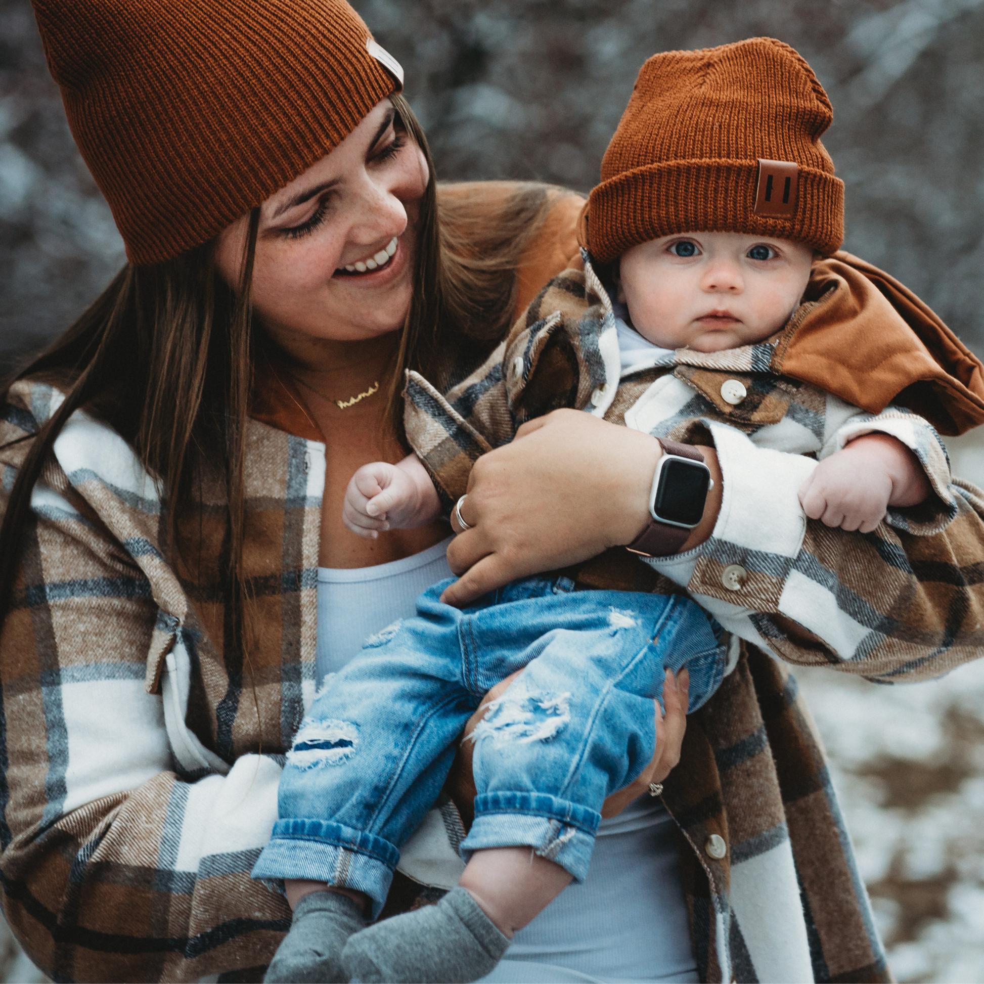 Hooded Brown & Gray Flannel Jacket