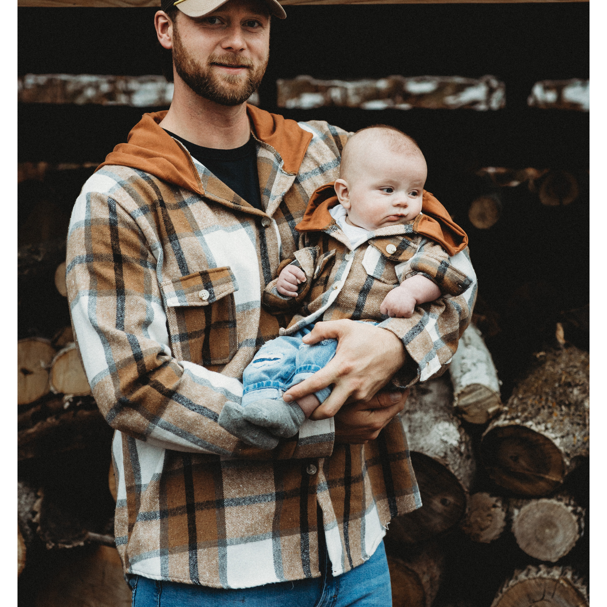 Hooded Brown & Gray Flannel Jacket