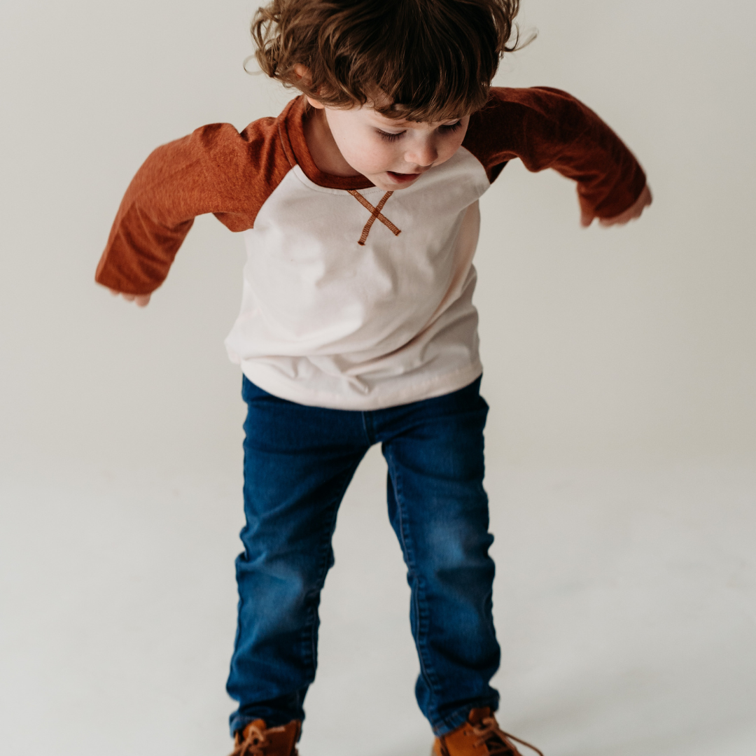 Raglan Baseball Tee Brown- Child