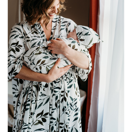 Mommy and me robe and 2024 swaddle set