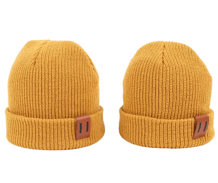 Mustard Yellow Beanies Mommy & Me - Set of Two - HAHA MAMA Clothing