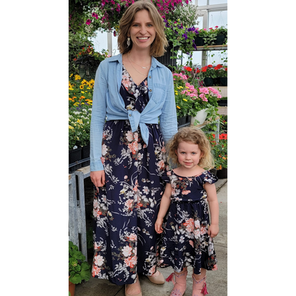 Navy Floral Mommy & Me Dresses- Child's