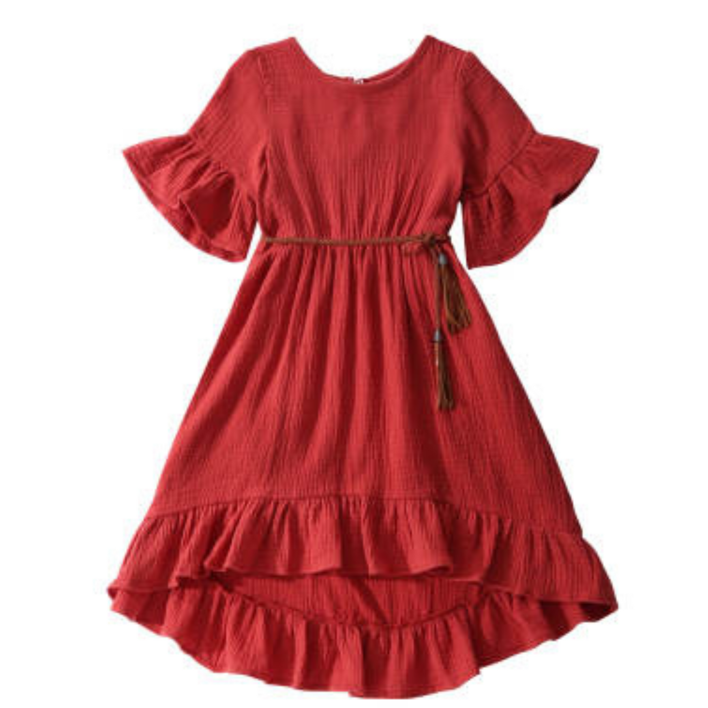 Rust Colored Midi High Low Mommy & Me Dresses- Child's