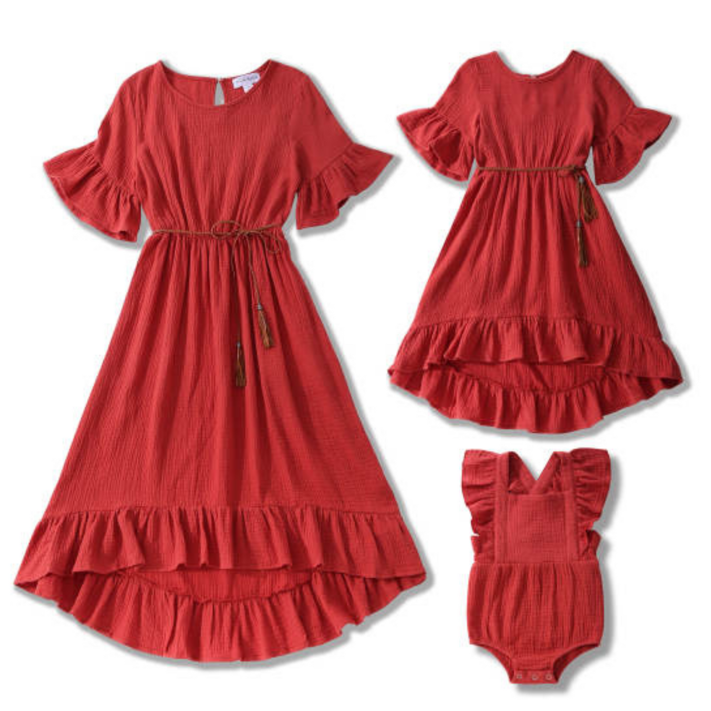 Rust Colored Midi High Low Mommy & Me Dresses- Child's