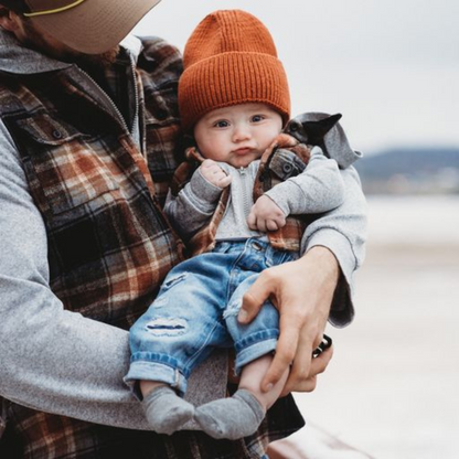 Hooded Gray & Rust Flannel Zip Jacket- Child