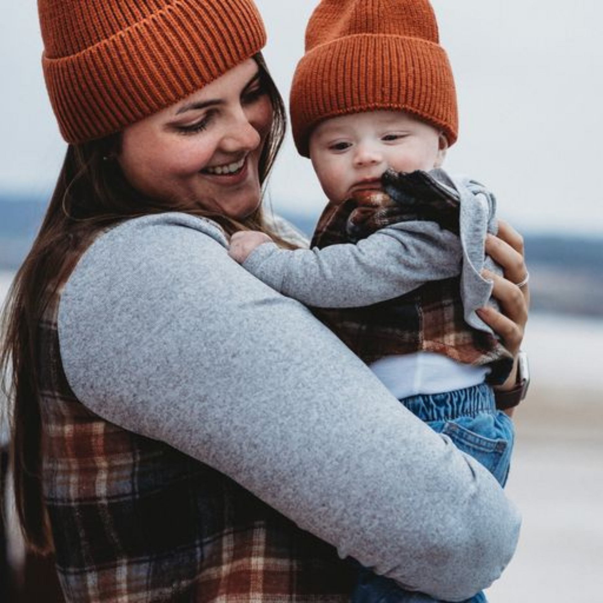 Hooded Gray & Rust Flannel Zip Jacket- Child