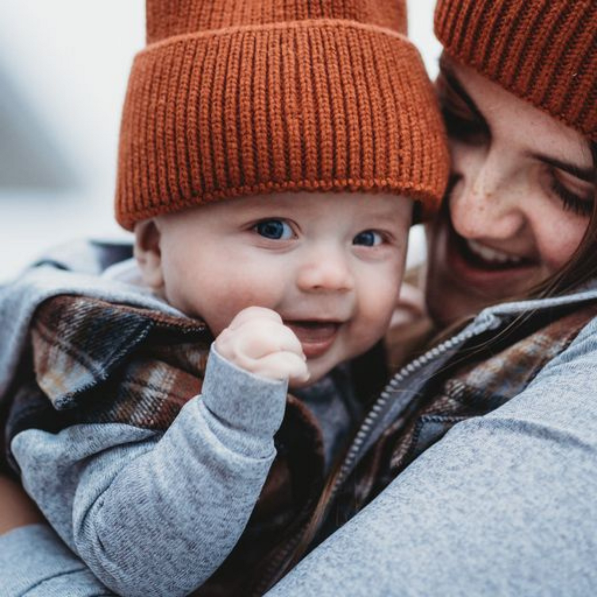 Hooded Gray & Rust Flannel Zip Jacket- Child