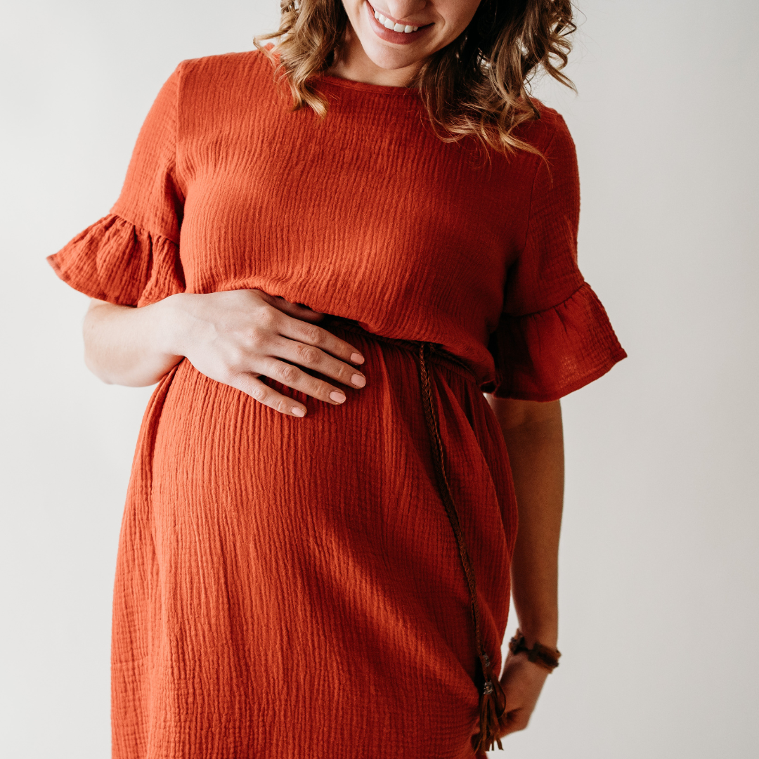 Rust Colored Maternity Dress