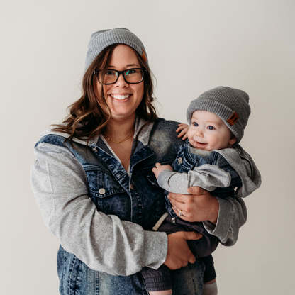 Silver Gray Beanies Mommy & Me- Set of Two