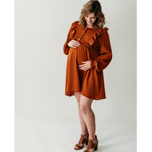 Toffee Brown Maternity Breastfeeding Friendly Dress