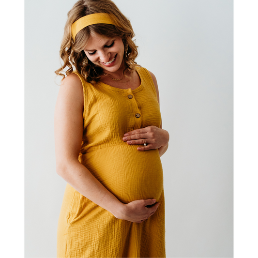 Yellow Breastfeeding Friendly Maternity Dress